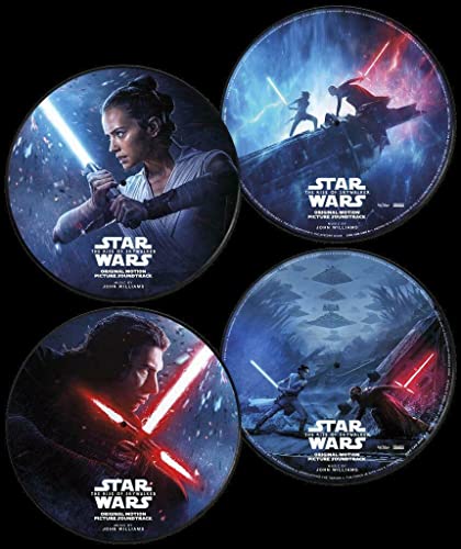 Four Star Wars: The Rise of Skywalker vinyl picture discs with character art.