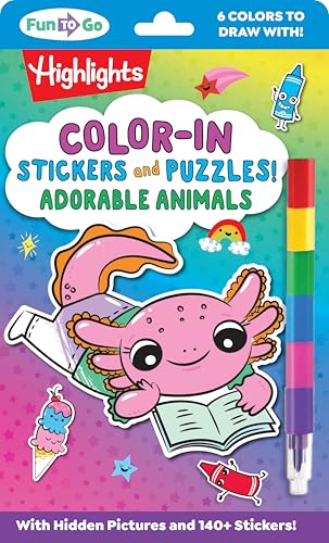 Color-In Stickers and Puzzles! Adorable Animals