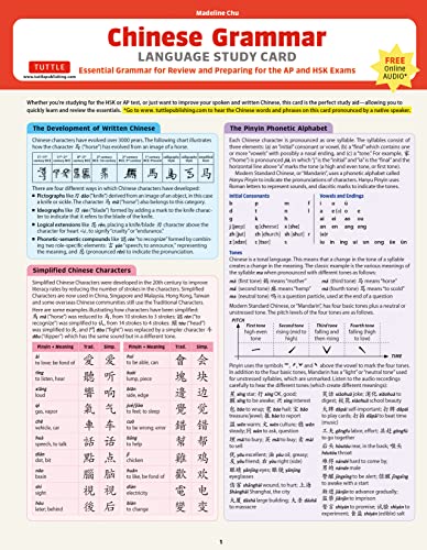 Chinese Grammar Language Study Card : Essential Grammar Points for AP and HSK Exams (Includes Online Audio)