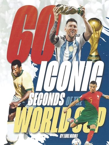 Book cover featuring soccer players Messi, Pelé, Ronaldo, and the World Cup trophy.