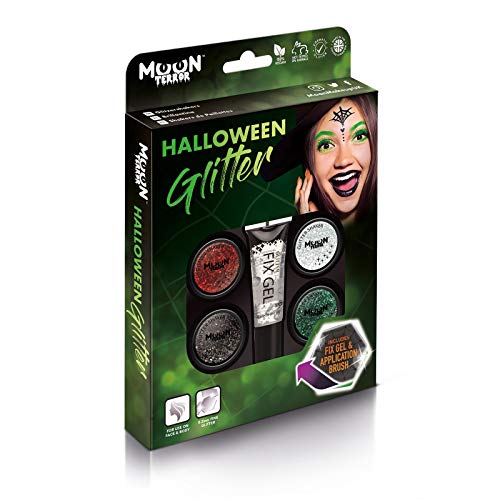 Halloween Glitter Shakers by Moon Terror - Boxset - Cosmetic Festival Makeup Glitter for Face, Body, Nails, Hair, Lips - 5g
