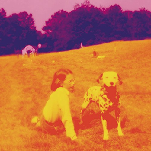 Yellow and orange album cover featuring a person and spotted dog.