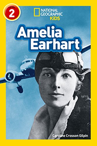Book cover featuring Amelia Earhart in a pilot’s cap and airplane.