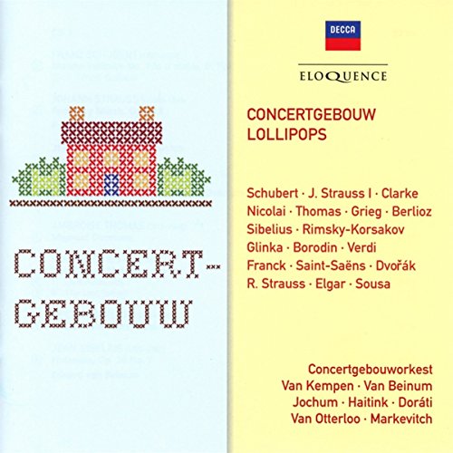 CD cover for "Concertgebouw Lollipops" featuring colorful embroidered building design.