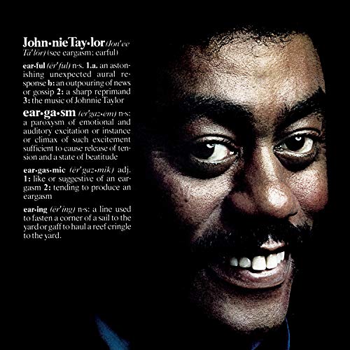 Close-up of Johnnie Taylor’s face on the “Eargasm” CD cover.