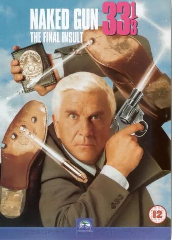 Naked Gun 33 1/3 DVD cover featuring Leslie Nielsen with a gun.