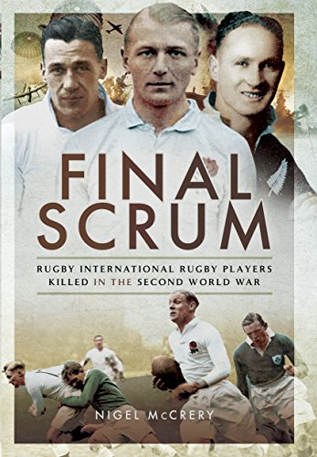 Book cover: "Final Scrum" depicts rugby players and wartime imagery.