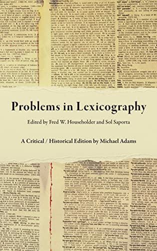 Problems in Lexicography: A Critical / Historical Edition