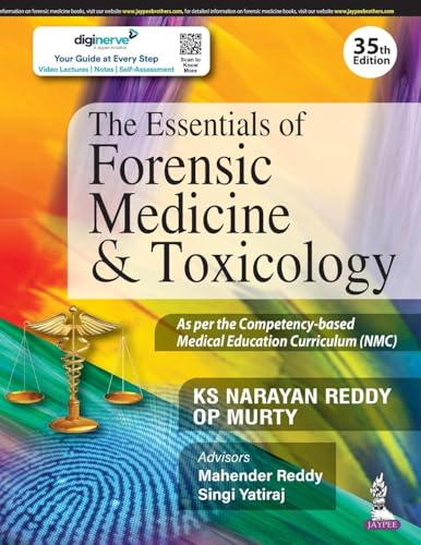 Book cover: "The Essentials of Forensic Medicine & Toxicology," 35th edition.