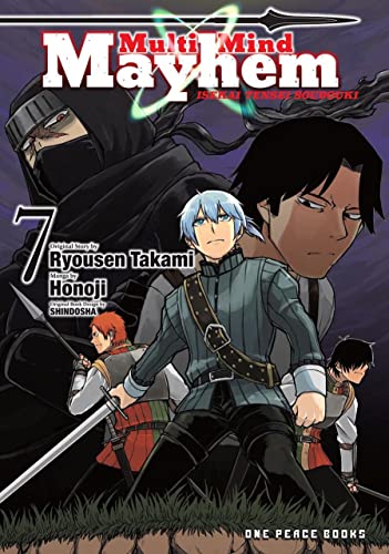 Manga cover featuring three characters with swords, dramatic lighting.