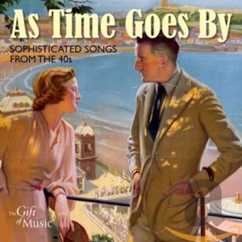 CD cover: couple looking out over a coastal town, 1940s style.