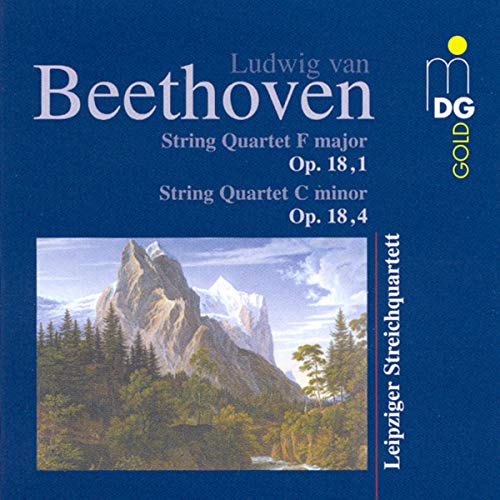 CD cover for Beethoven string quartets with a mountain landscape.