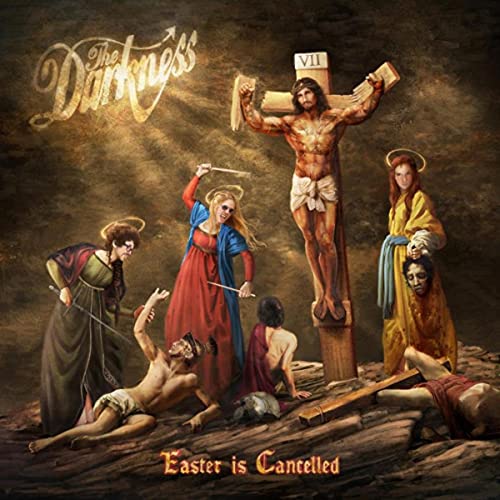 Album cover depicting a satirical crucifixion scene with figures in robes.