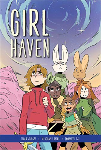 Girl Haven" book cover featuring diverse characters and animal companions.