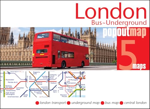 London Bus and Underground PopOut Map : Pocket-size, pop up map showing London's bus network and entire tube network