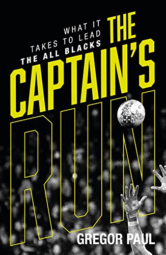 Book cover: "The Captain's Run" with a rugby ball and crowd imagery.