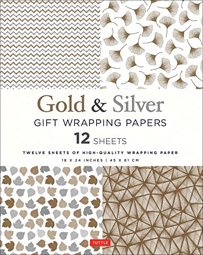 Silver & Gold Gift Wrapping Papers - 12 Sheets: 12 Sheets of High-Quality 18 x 24 inch Wrapping Paper
