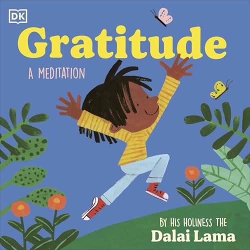 Book cover: “Gratitude,” a child with raised arms, butterflies, plants.