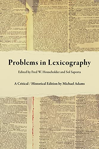 Problems in Lexicography: A Critical / Historical Edition
