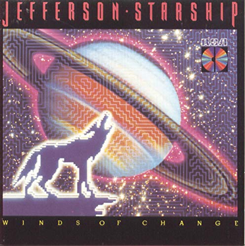 Jefferson Starship “Winds Of Change” CD cover with wolf and planet imagery.