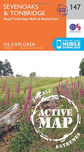 OS Explorer Map Active (147) Sevenoaks and Tonbridge