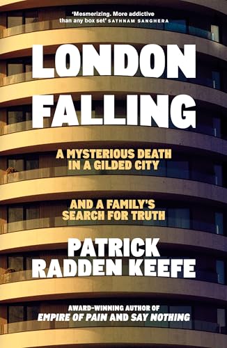 Book cover for “London Falling” with curved building backdrop.