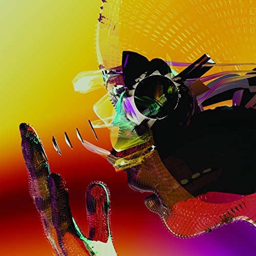 Abstract digital art featuring a profile and outstretched hand.