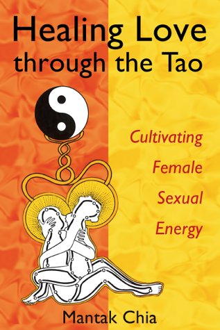Book cover with a yin-yang symbol and an entwined couple on orange background.