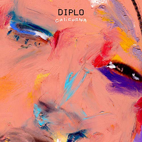 Colorful, abstract portrait of a face with the text "Diplo California.