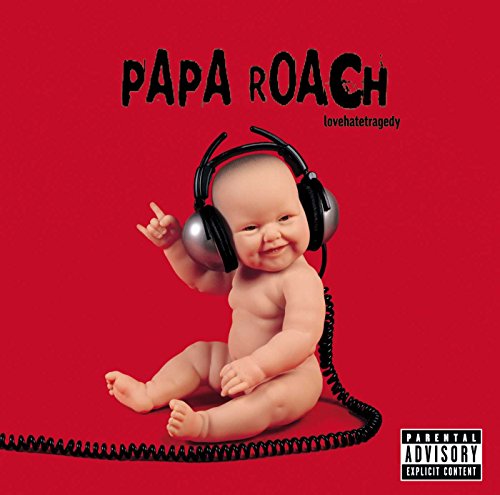 Papa Roach album cover: baby with headphones and a rock sign.