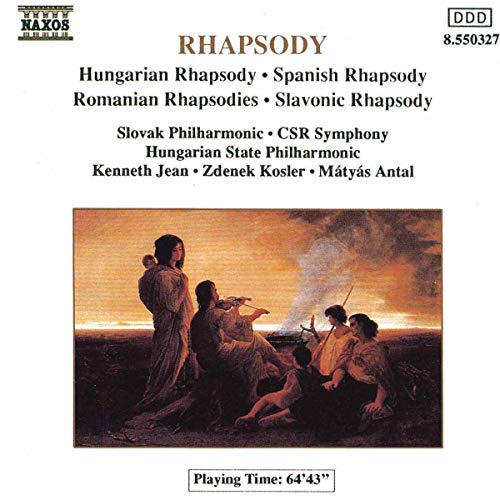 CD cover: painting of figures with a violinist, text listing rhapsodies.