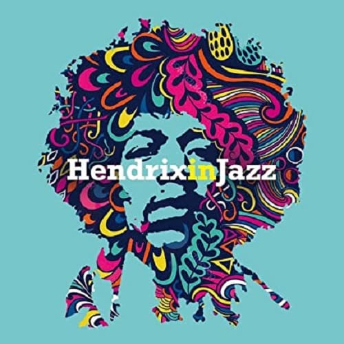 Colorful, patterned portrait of Jimi Hendrix with album title overlay.