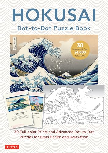 Hokusai Dot-to-Dot Puzzle Book : 30 Full-color Prints and 30 Advanced Dot-to-Dot Puzzles for Brain Health and Relaxation