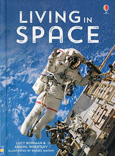 Book cover: "Living in Space" with an astronaut against Earth.
