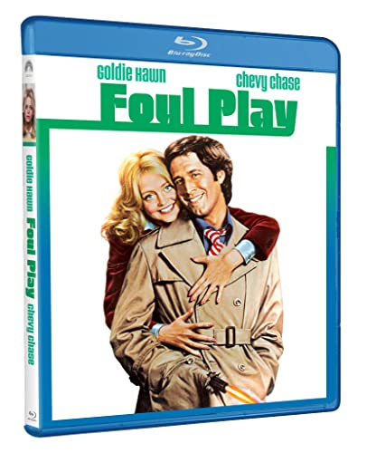 Foul Play" Blu-ray cover featuring Goldie Hawn and Chevy Chase embracing.