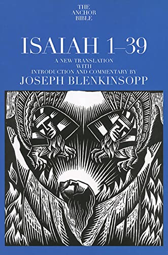 Book cover titled Isaiah 1-39 featuring a black and white woodcut illustration of figures.