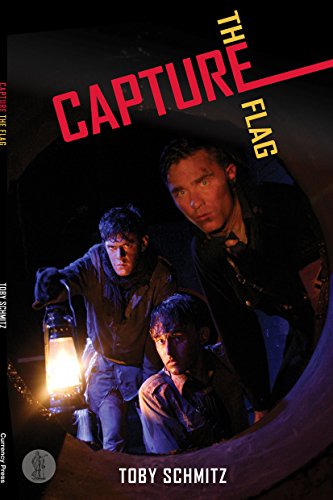 Book cover: three young men with a lantern in a dark tunnel.