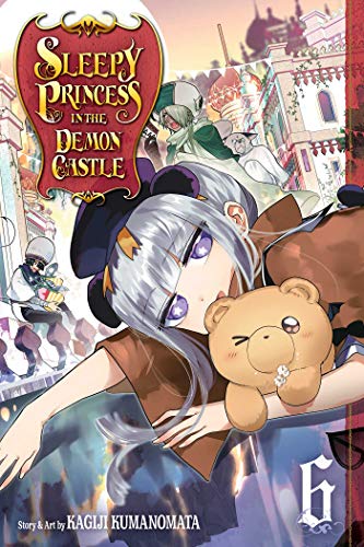 Manga cover: princess with teddy bear, demon castle background, volume 6.