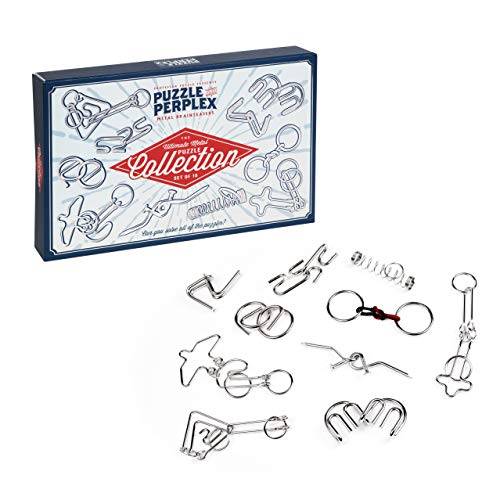 Puzzle & Perplex Metal Brain Teaser Puzzle Set | 10 Pieces