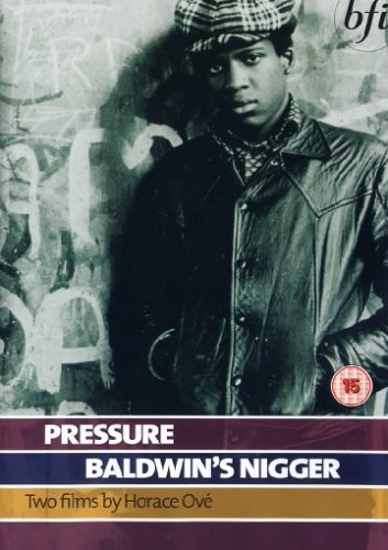 DVD cover for "Pressure + Baldwin's Nigger" featuring a young Black man.