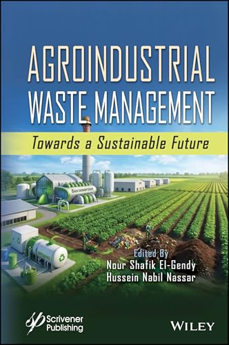 Book cover: “Agroindustrial Waste Management” with factory and farmland image.