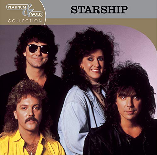 Starship band members portrait on a CD cover, platinum and gold collection.