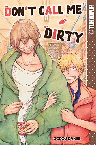 Manga cover with two young men, text “Don’t Call Me Dirty”, and candy imagery.