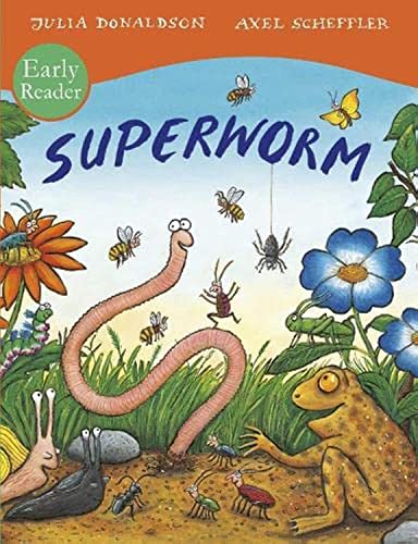 Cover of "Superworm" early reader book with worm, insects, and flowers.