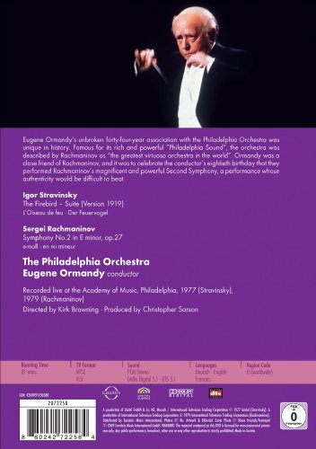 DVD cover featuring conductor Eugene Ormandy and a purple text section.