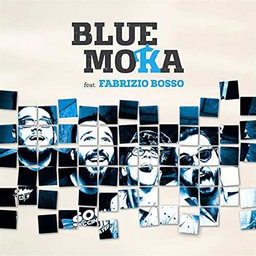CD cover for "Blue Moka" featuring a mosaic of faces in blue tones.