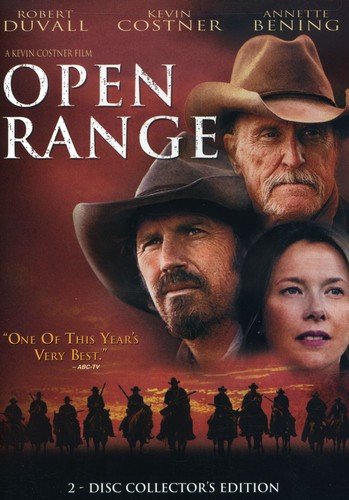Open Range" DVD cover featuring Robert Duvall, Kevin Costner, and Annette Bening.
