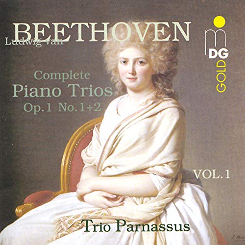 CD cover: portrait of a woman in white dress, Beethoven text.