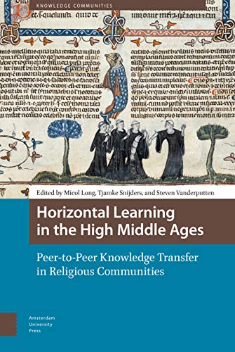 Book cover depicting medieval monks with illuminated manuscript background.