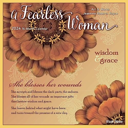 A Fearless Woman | 2024 12 x 24 Inch Monthly Square Wall Calendar | Brush Dance | Floral Artwork Flowers
